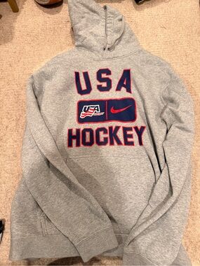 Nike Gray Hoodie with Navy and Red USA Lettering